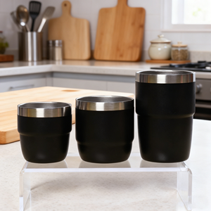 Tasse de voyage isotherme personnalisée en acier inoxydable à double paroi, empilable, avec revêtement en poudre, pour café et vin, 4oz, 6oz, 8oz - Product Image 1