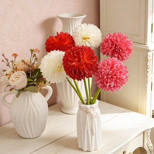 CallaFloral Fleurs artificielles d'hortensia à tête unique, rouge coucher de soleil, rose rouge, blanc, en tissu tissé, pour décoration intérieure - Product Image 1