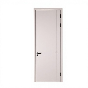 Porte intérieure minimaliste en panneau gris clair, finition MDF, ouverture manuelle en polymère - Product Image 1