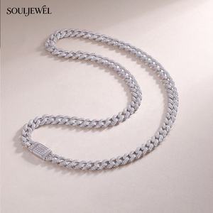Souljewel - Cadena Cubana de Moissanita de 10 mm, Collar Personalizado Estilo Hip Hop, Plata 925, Diamante VVS, Cadena Cubana de Moissanita - Product Image 4