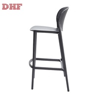 Chaise haute simple et moderne en plastique avec dossier, mobilier de bar DHF en promotion