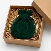 Pochette à bijoux personnalisée en velours émeraude avec cordon de serrage, sac cadeau doux, cordon doré, broderie de logo, emballage
