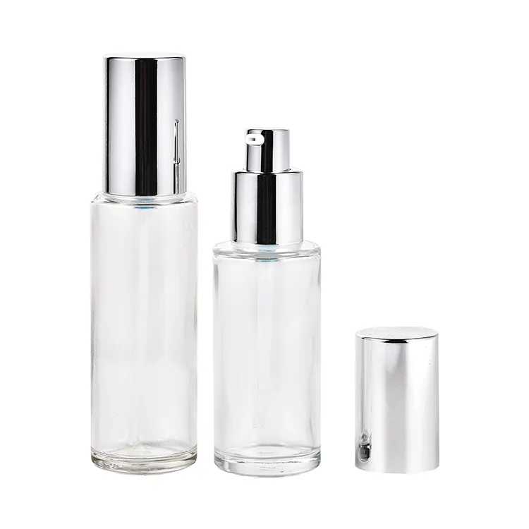 Frasco de vidro luxuoso, creme de vidro para rosto 4 8 oz 30 50 ml, embalagem cosmética transparente e com tampa