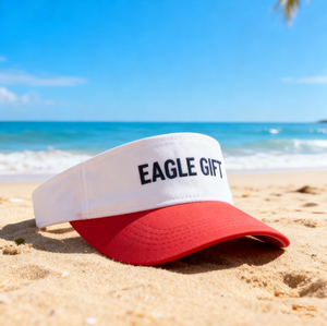 Adults Summer Outdoor Sun Protection Polyester/Cotton Visor Hats 8cm Brim Gold Copper Buckle Closure Custom Logo Embroidery