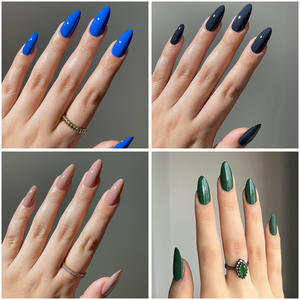 Miss Bloom Wearing Armour Forma de almendra Plástico Color sólido Extraíble Cubierta completa de larga duración Piezas de Arte de uñas de estilo francés - Product Image 4