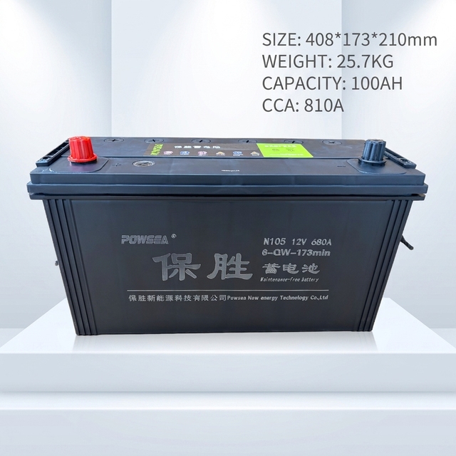 POWSEA N100 12V 100Ah Lead Acid Car Starter Battery 680CCA Automotive Battery for Truck Vehicle with 12 Months Warranty