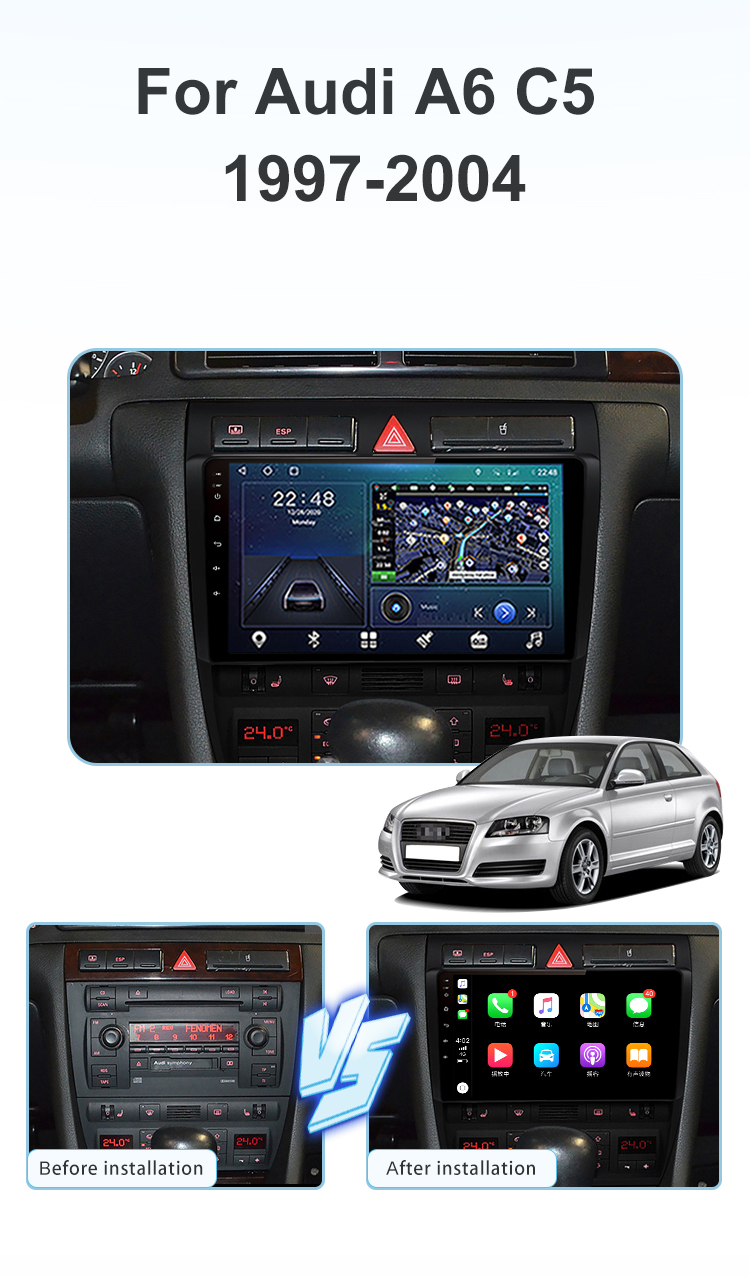 Autoradio Car Radio For Audi A6 C5 1997-2004 2din Multimedia Video GPS Navigation Carplay Android Stereo Headunit