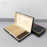 Boîte à cigares en bois naturel en gros, acajou massif, logo personnalisé, couvercle rabattable, étui à cigares