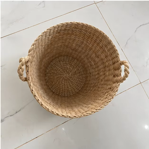 Natural Water Hyacinth Woven <b>Storage</b> Basket with Handles Multipurpose Organizer Bin for <b>Laundry</b> Toys Blankets Home Decor - Product Image 2