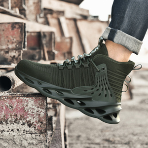 Bottes de travail d'été pour hommes à tige tricotée indestructible, chaussures de sécurité respirantes anti-perforation avec embout en acier, idéales pour l'extérieur au printemps - Product Image 6