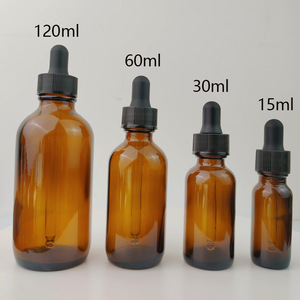 Confezione di olio essenziale per capelli 120ml da 60ml da 4 once flacone contagocce tondo ambra Boston in vetro con tappo a pipetta di colore bianco - Product Image 6