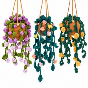 Ornement de pot de fleurs au crochet, mini tournesol, tulipe, rose, plante tricotée, décoration pour la maison, la table, la voiture, cadeau de festival, vente en gros - Product Image 1