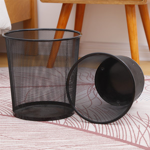 Cesto de Basura de Malla Metálica Cilíndrico de 8L, Negro/Azul, para Interiores, Resistente, Cesta de Almacenamiento Pequeña/Mediana - Product Image 3