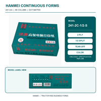 Kertas Komputer HANMEI 241mm 80 Kolom 2 Lapis 1/2 Split Continuous Tear-Off Tractor Feed Forms untuk Printer Dot Matrix V2