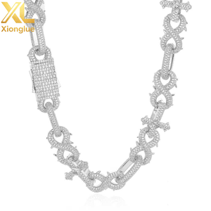 Collier en argent micro-pavé de zircons pour homme, avec croix à 8 épines et chaîne cubaine, bijoux de personnalité - Product Image 4