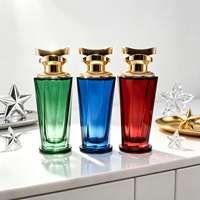 Botol Parfum Kaca Potong Vertikal Kelas Atas Kosong Isi Ulang Wadah Berukir Matte Tutup Berlapis Emas Cetak Kustom OEM