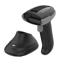 Lecteur de codes-barres 2D sans fil portable avec station de charge USB pour 200 lectures/secondes, portée jusqu'à 80 m - En stock