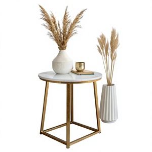 Modern Round Console Table With Marble Top And <b>Gold</b> Metal <b>Legs</b> For Living Room Home <b>Furniture</b> - Product Image 1