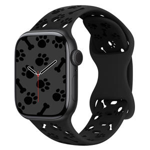 Dog Paw Hollow Out Silicone Sport Watch Bands Correa Pulsera para Iwatch Series 10 9 8 7 6 SE Smart Watch Bands Accesorios - Product Image 4