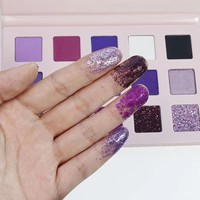 Palette de fards à paupières vegan 15 teintes, effet pailleté nude, haute pigmentation, fini mat et scintillant, formule longue tenue
