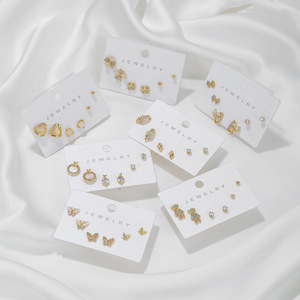 ZUOLA Set di 6 <span class=keywords><strong>Orecchini</strong></span> in <span class=keywords><strong>Argento</strong></span> S925 con Cuore e Occhio di <span class=keywords><strong>Gatto</strong></span>, Placcati in Oro 18K, Gioielli Geometrici Atmosferici per Donne - Product Image 4