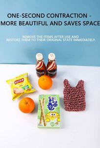 Bolsa de Compras Plegable Portátil para Mujer, Bolsa de Compras Extensible Mágica, Reutilizable, Ligera, con Cierre Abierto, de Poliéster para Verano - Product Image 5