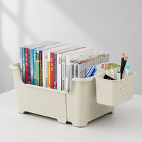 Organizador de Escritorio Ajustable en Ancho para Estantes de Estudio, Contenedor Expandible para Libros con Ruedas, Archivador de Oficina