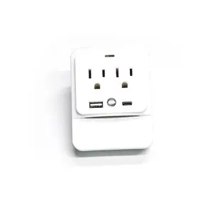 1 usb 1 tpye c 2 wall outlet extender surge protected current tap with sensor led night light