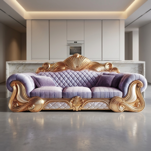 Sofá de 3 Plazas de Madera de Teca Sólida Hecho a Mano, Muebles de Sala de Estar de Lujo, Sofá de Madera Tallado a Mano Clásico y Elegante con Asiento Espacioso - Product Image 4