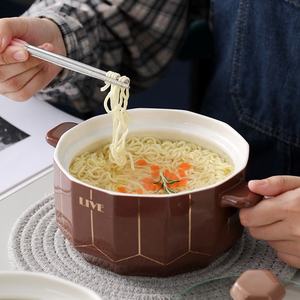 Vajilla de cerámica de alta calidad con dos orejas, cuenco para sopa, ensalada, fideos instantáneos, con tapa - Product Image 4
