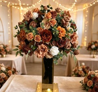 Centre de table vintage personnalisé, style rétro, avec boule florale, ensemble de fleurs en soie au toucher réel pour la décoration de table et d'allée de mariage vintage
