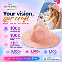 Chapeaux de paille pour femmes 2027, logo personnalisé, large bord, faits à la main, style sombrero, vente en gros, rose, pour l'été, la plage, chapeau Panama en vrac