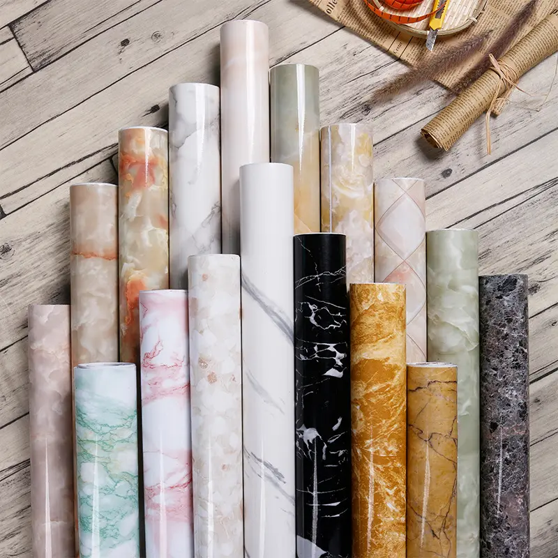 Yüksek kaliteli vinil kendinden yapışkanlı mermer duvar kağıdı mobilya dekoratif Peel ve sopa mermer duvar Sticker