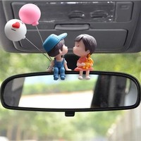 Accessoires de décoration de voiture pour couples, figurines romantiques, ballons décoratifs, accessoires de tableau de bord intérieur de voiture, cadeaux