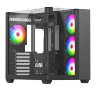 Casing komputer gaya baru 2025, sarung HP setengah menara komputer tiga sisi kaca Tempered Atx Gaming