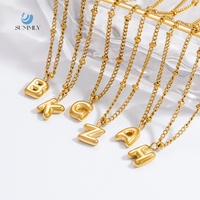 Collar SUMMLY con Letra Inicial en Relieve, Chapado en Oro de 18K, Acero Inoxidable Antidesvanecimiento, Personalizado, Regalo para Mujer, Joyería para Combinar en Capas