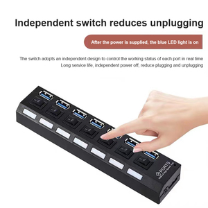 Concentrador de red 7 EN 1 con puerto Led para escritorio, divisor de alta velocidad de Datos de <span class=keywords><strong>PC</strong></span>, Usb 3,0 Por adaptador, estación de acoplamiento de carga, concentradores Usb 3,0 EN escritorio - Product Image 4
