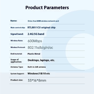 600Mbps Tốc Độ Cao Dual Band Máy Tính Để Bàn <span class=keywords><strong>Wifi</strong></span> Thẻ 2.4G 5G <span class=keywords><strong>Pcie</strong></span> USB <span class=keywords><strong>Adapter</strong></span> Mạng Nội Bộ Thẻ Sản Phẩm Chứng Khoán - Product Image 4