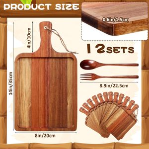 Juego de bandejas de madera con asa para servir frutas, bocadillos, pan, uso en la cocina - Product Image 2