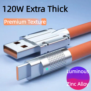 สายชาร์จเร็ว 120W สำหรับแอนดรอยด์, สายซิลิโคนเหลวแบบหนา 6A ชนิด Type C, ทนทานและไม่พันกัน พร้อมสายหนัง<span class=keywords><strong>แท้</strong></span> - Product Image 4