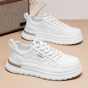 New Elastic Band Casual Versatile Work Sports <b>Board</b> Lace-up Cushioning Men Lightweight Waterproof Mesh PU Upper Rubber Shoes - Product Image 2