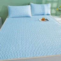 Protège-matelas rafraîchissant en soie glacée et latex pour l'été, ensemble de draps 3 pièces, tapis rafraîchissant respirant pour la maison et les bébés