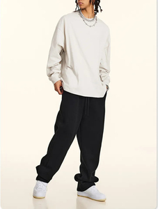 Camiseta básica personalizada de alta calidad con cuello redondo para hombre, camiseta de manga larga de algodón con hombros caídos - Product Image 6