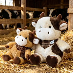 Nouvel Arrivage Peluche Vache Mignonne et Moelleuse, Modè<span class=keywords><strong>le</strong></span> Écharpe, Jouet en Peluche Adorable Vache de Dessin Animé, Coussin à Câliner pour Enfants - Product Image 6