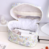 Tas Makeup Kapasitas Besar dengan Ritsleting, Desain Bunga dan Tanaman, Tahan Lama, Tas Kosmetik untuk Perjalanan Wanita, Produk Laris Kustom
