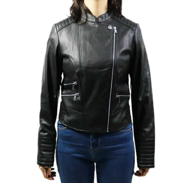 Customized For Women Varsity Jacket Ladies Black Pu Leather Jacket coat