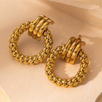 Boucles d'oreilles surdimensionnées plaquées or 18 carats EH159, boucles d'oreilles en acier inoxydable, bijoux d'oreille tendance pour femmes, mode de luxe