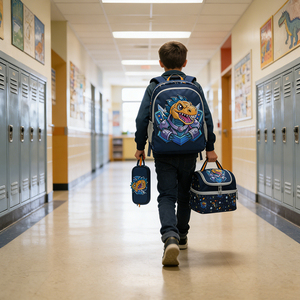 Sacs d'école pour enfants personnalisés mignons en gros, motif dinosaure de dessin animé, avec <span class=keywords><strong>sac</strong></span> à déjeuner et trousse à crayons, pour garçons, ensemble de 3 pièces - Product Image 3
