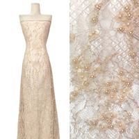 Tissu en dentelle brodé de perles et de paillettes pour robe de mariée, tenue de soirée, vêtements de cérémonie et de fête