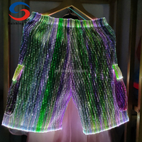 Pantalon court décontracté écologique qui brille dans le noir - Fibre optique lumineuse avec chargeur USB - Lavable à la main